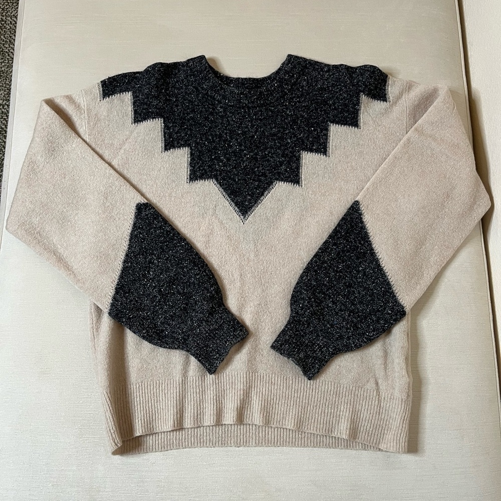 Joie Colorblock Modern Western Sweater Neutral Cozy Scandi Quiet Luxury Chic
